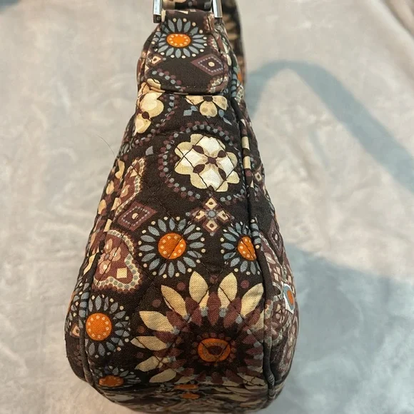 Vera Bradley quilted floral canyon brown/tan/orange design shoulder strap purse - Picture 6 of 13